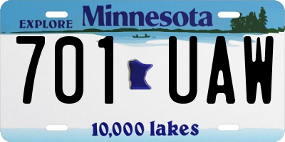 MN license plate 701UAW
