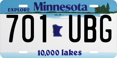 MN license plate 701UBG
