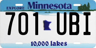 MN license plate 701UBI