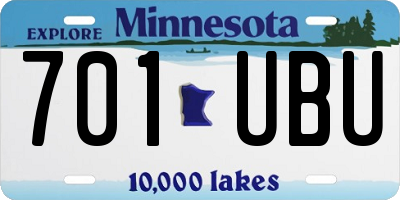 MN license plate 701UBU