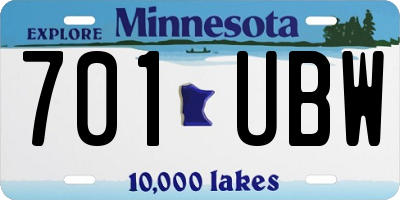 MN license plate 701UBW