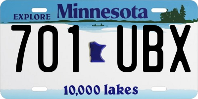 MN license plate 701UBX