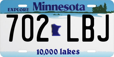 MN license plate 702LBJ