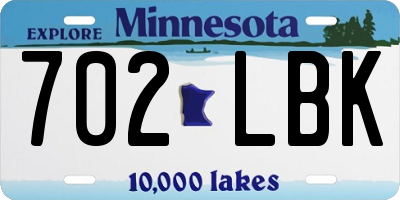MN license plate 702LBK