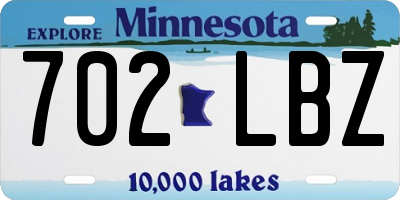 MN license plate 702LBZ