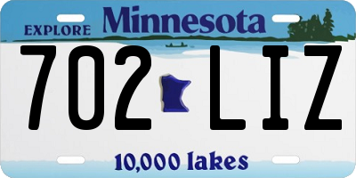 MN license plate 702LIZ