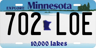 MN license plate 702LOE