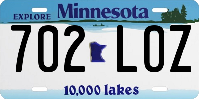 MN license plate 702LOZ