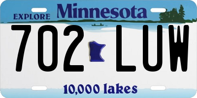 MN license plate 702LUW