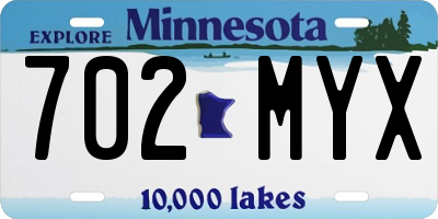 MN license plate 702MYX