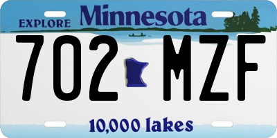 MN license plate 702MZF