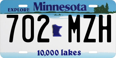 MN license plate 702MZH