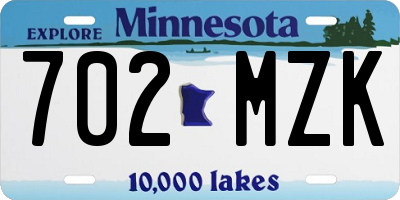 MN license plate 702MZK