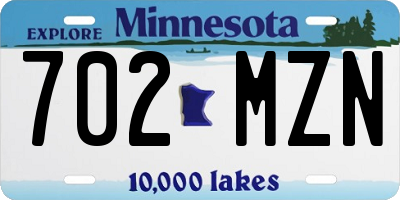 MN license plate 702MZN
