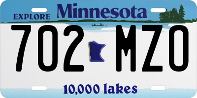 MN license plate 702MZO