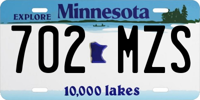 MN license plate 702MZS