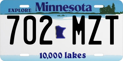 MN license plate 702MZT