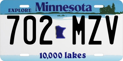 MN license plate 702MZV