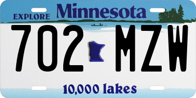 MN license plate 702MZW