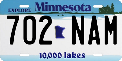 MN license plate 702NAM