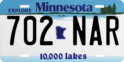 MN license plate 702NAR
