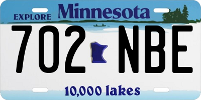 MN license plate 702NBE