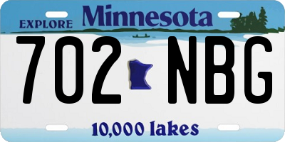 MN license plate 702NBG