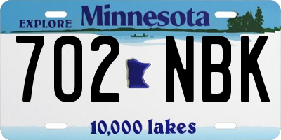 MN license plate 702NBK