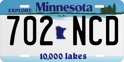 MN license plate 702NCD