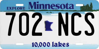MN license plate 702NCS