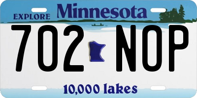 MN license plate 702NOP