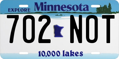 MN license plate 702NOT