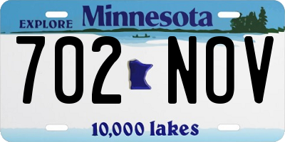 MN license plate 702NOV