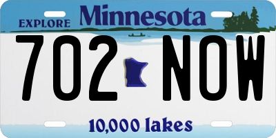 MN license plate 702NOW