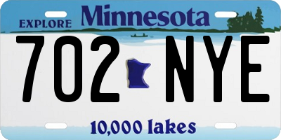 MN license plate 702NYE