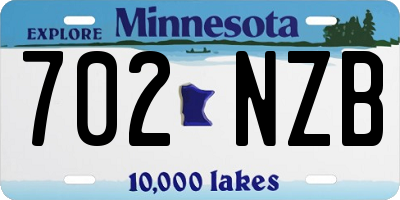 MN license plate 702NZB