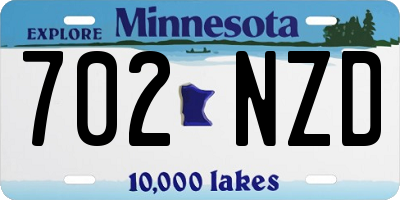 MN license plate 702NZD