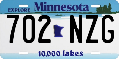 MN license plate 702NZG