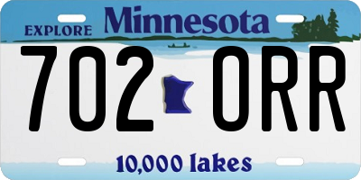 MN license plate 702ORR