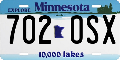 MN license plate 702OSX