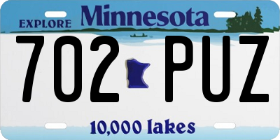 MN license plate 702PUZ