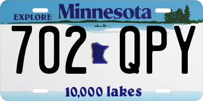 MN license plate 702QPY