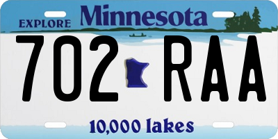 MN license plate 702RAA