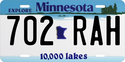 MN license plate 702RAH