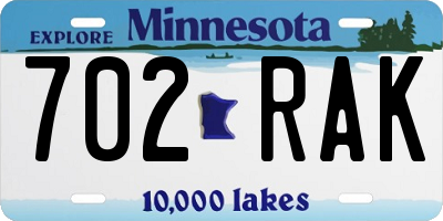 MN license plate 702RAK