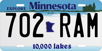 MN license plate 702RAM