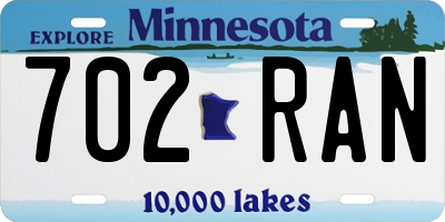 MN license plate 702RAN