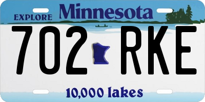 MN license plate 702RKE