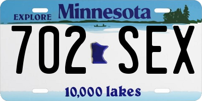 MN license plate 702SEX