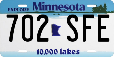 MN license plate 702SFE